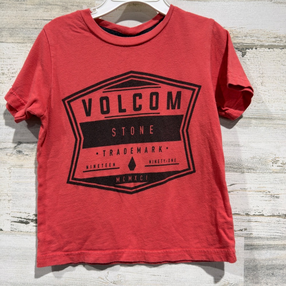 Volcom Graphic Tee Boys 3T Red Stone Trademark Skater GUC*